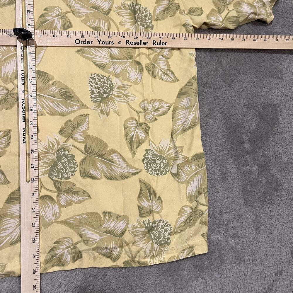 Tommy Bahama Shirt Mens Large Yellow Green Floral Silk Camp Hawaiian Pocket - Picture 7 of 7